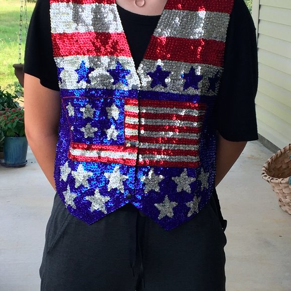 SEQUINED PATRIOTIC VEST - Picture 1 of 3